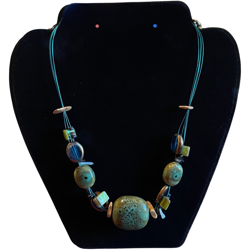 Premier Designs Turquoise Green Ceramic Bead Necklace